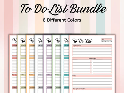 Printable To Do List Bundle, Daily & Weekly Checklist (Digital Download)