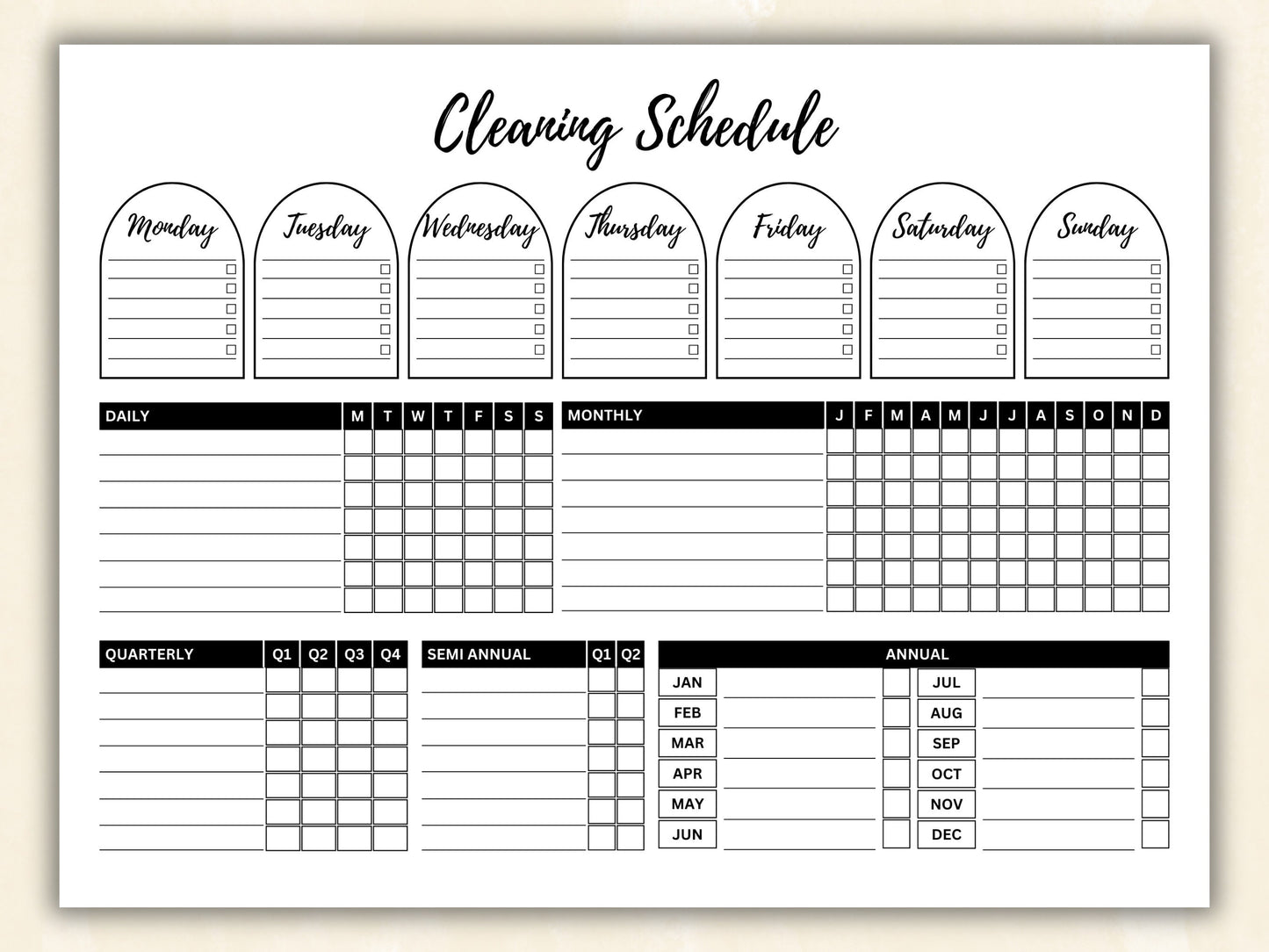 Editable Cleaning Schedule Checklist Bundle (Digital Download)