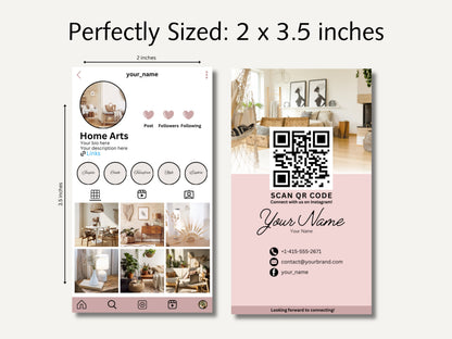 QR Code Business Card Template: Minimalist Design (2x3.5 inches)