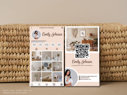 Instagram Business Card Template: QR Code, Minimalist Design (Digital Download)