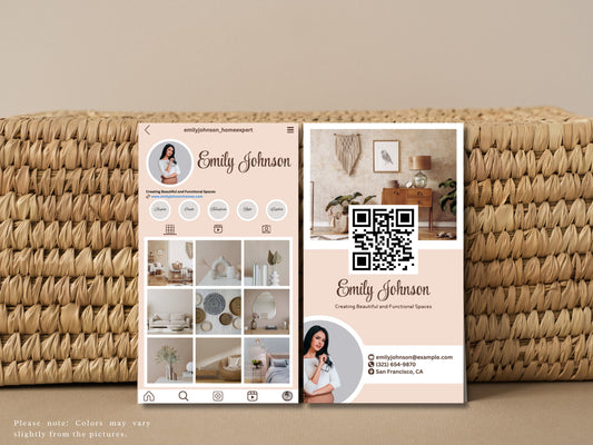 Instagram Business Card Template: QR Code, Minimalist Design (Digital Download)