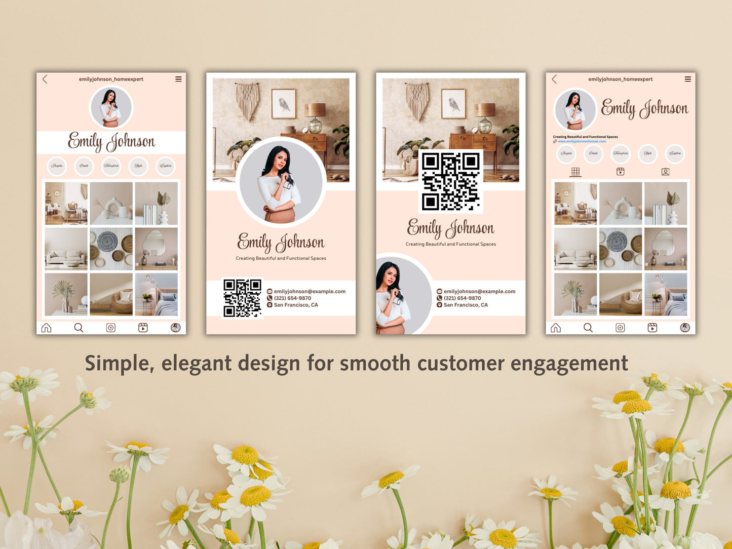 Instagram Business Card Template: QR Code, Minimalist Design (Digital Download)