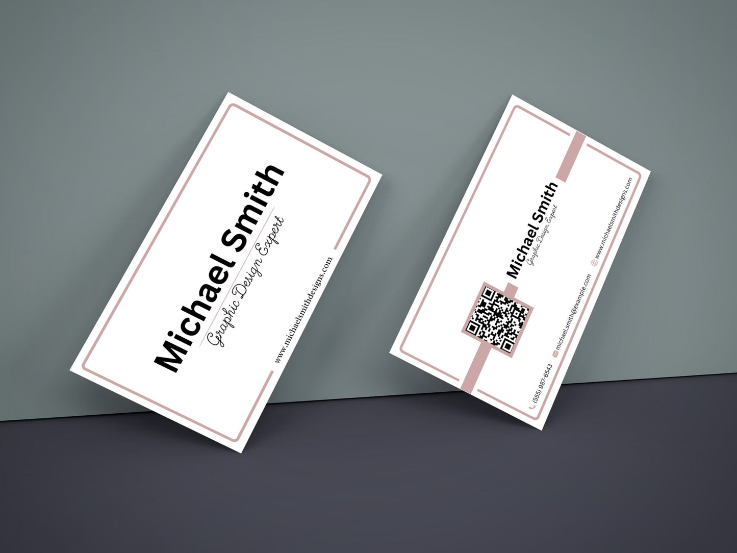 Minimalist Business Card Template with QR Code (Canva Editable)