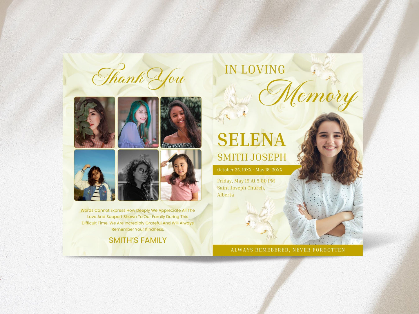Editable Funeral Program Template, Celebration of Life (Digital Download)
