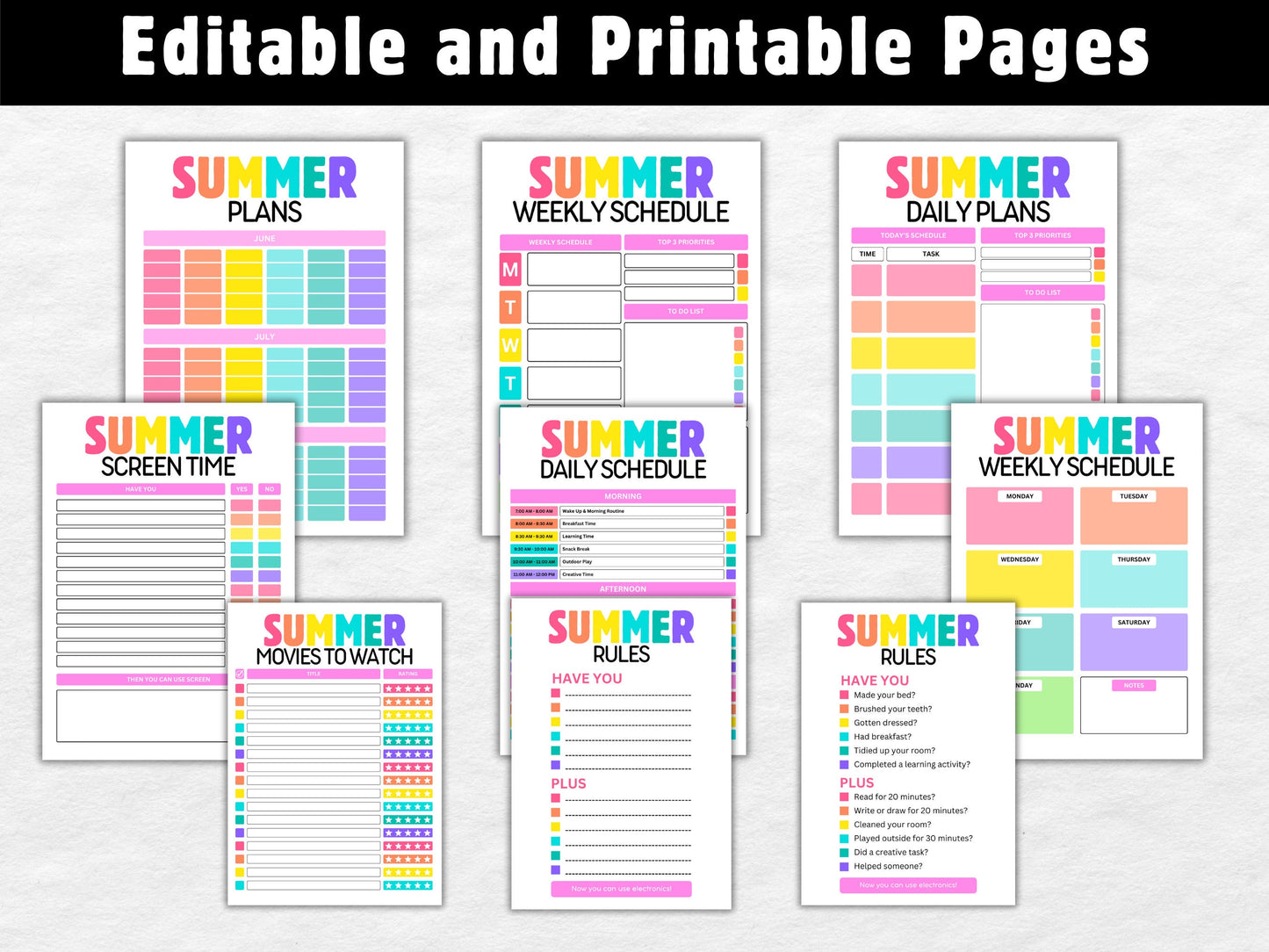 Kids Summer Planner 2024: Editable Checklist & Bucket List (Digital Download)