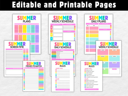 Kids Summer Planner 2024: Editable Checklist & Bucket List (Digital Download)