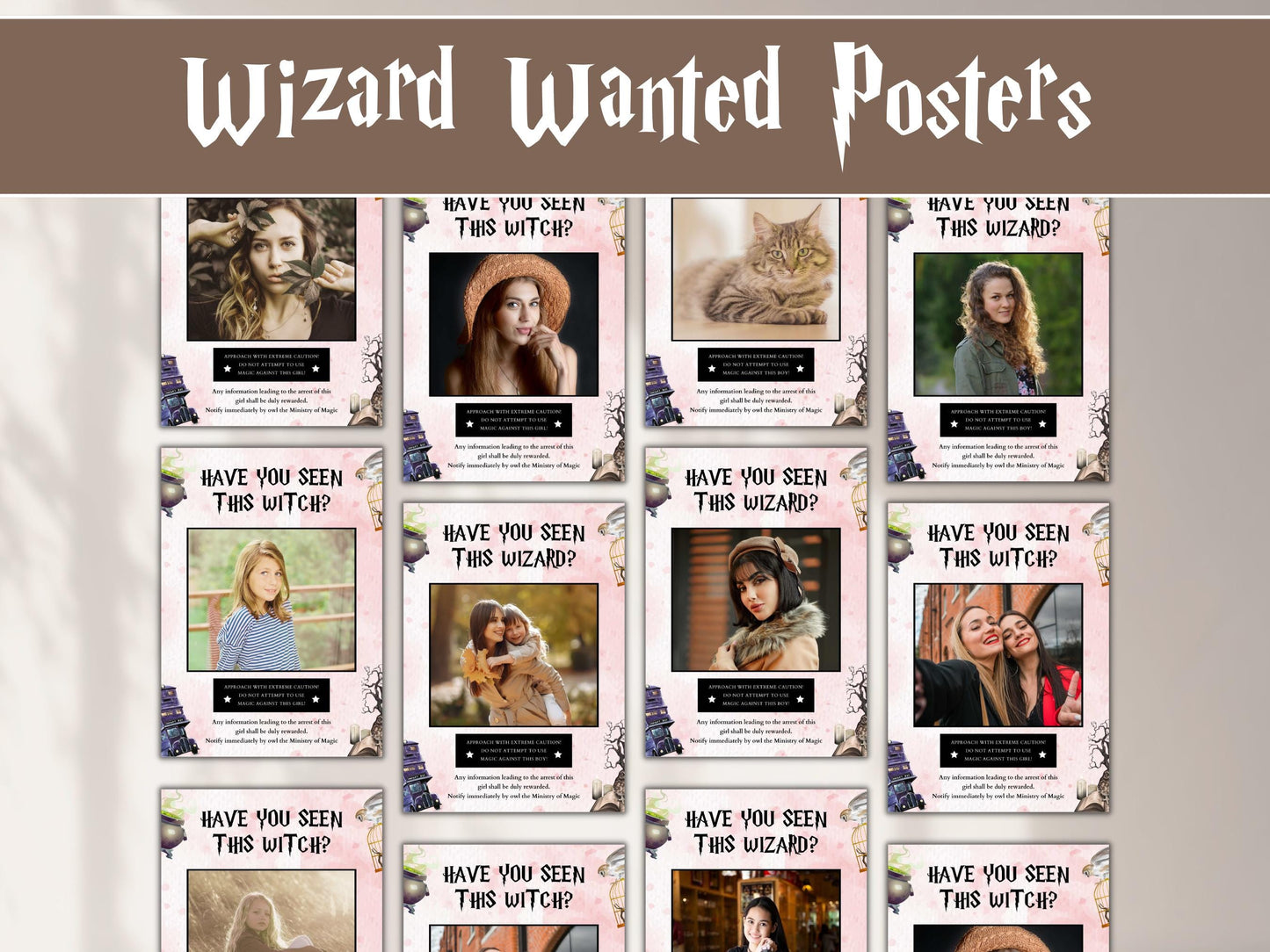 Personalisiertes Geburtstagsplakat „Zauberer gesucht“, Canva-Vorlage (Sofort-Download)