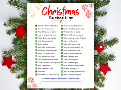 Christmas Bucket List Template: Printable Family Holiday To-Do (Digital Download)