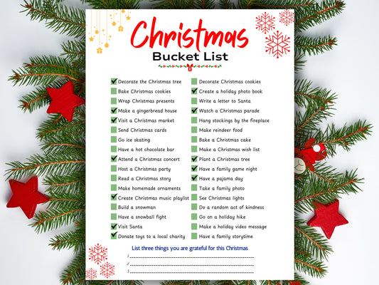 Christmas Bucket List Template: Printable Family Holiday To-Do (Digital Download)