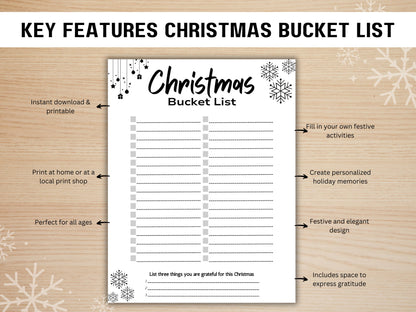 Christmas Bucket List Template: Printable Holiday To-Do List (US Letter)