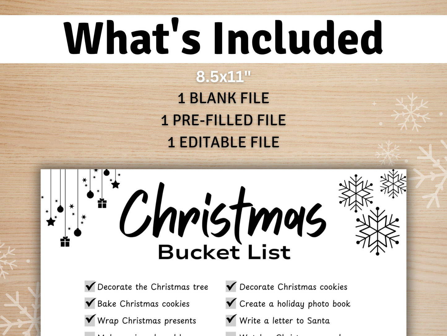 Christmas Bucket List Template: Printable Holiday To-Do List (US Letter)