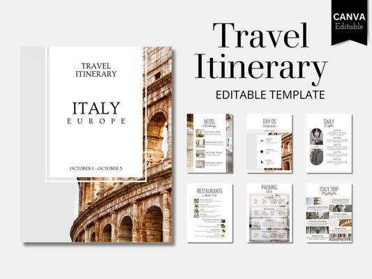 Editable Italy Travel Itinerary Template (PDF)