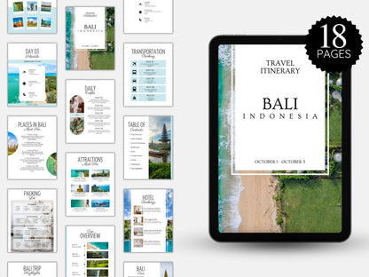 Editable Bali Travel Itinerary Template (PDF)