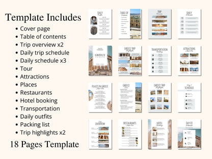 Editable Greece Travel Itinerary Template (PDF)