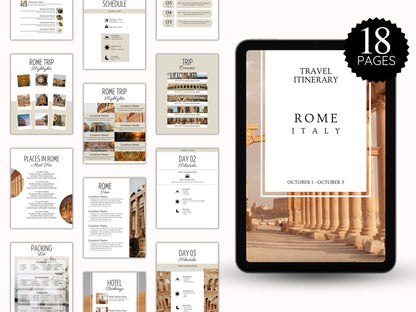 Editable Rome Travel Itinerary Template (PDF)