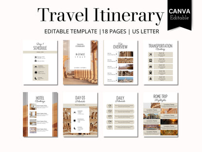 Editable Rome Travel Itinerary Template (PDF)