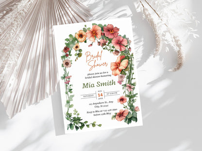 Editable Wildflower Bridal Shower Invitation: Floral Garden Party (PDF)