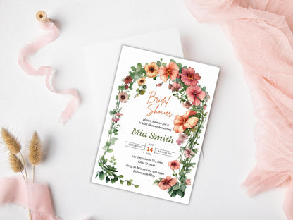 Editable Wildflower Bridal Shower Invitation: Floral Garden Party (PDF)