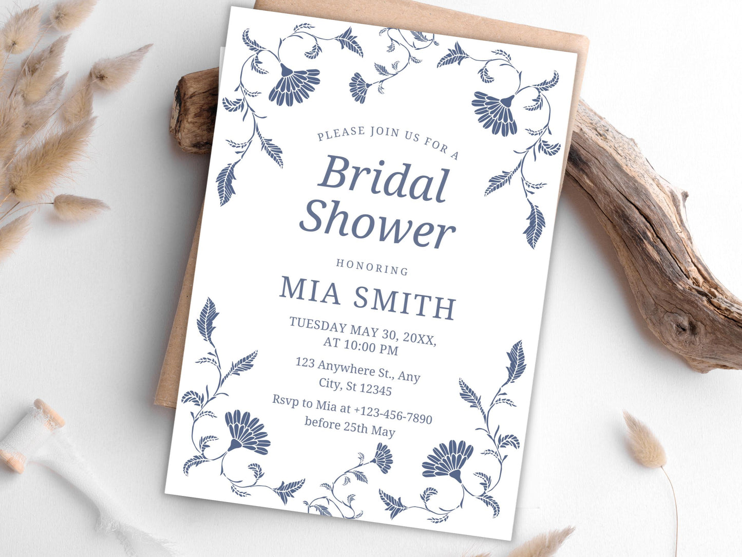 Editable Floral Bridal Shower Invitation Template (PDF)