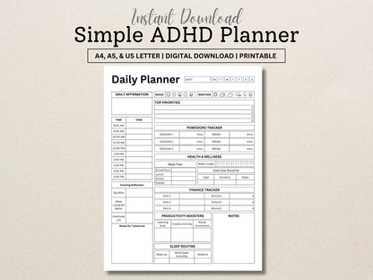 Editable ADHD Planner Set: Hourly, Organized, Printable (Digital Download)