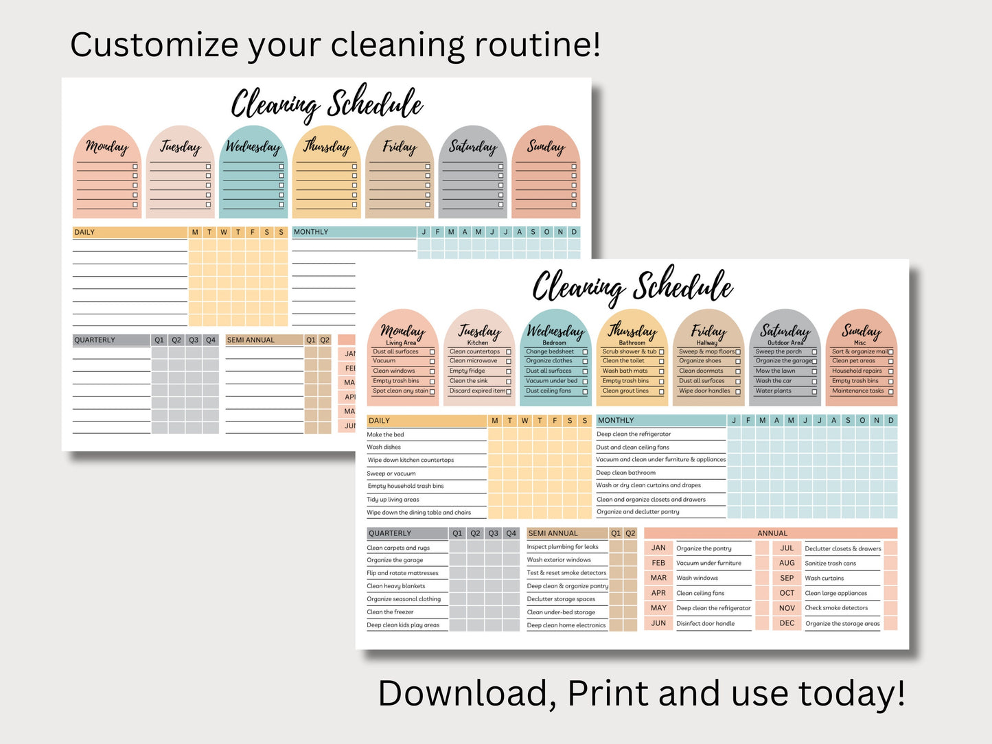 Cleaning Schedule Checklist Bundle: Editable Household Chores Chart (Digital Download)