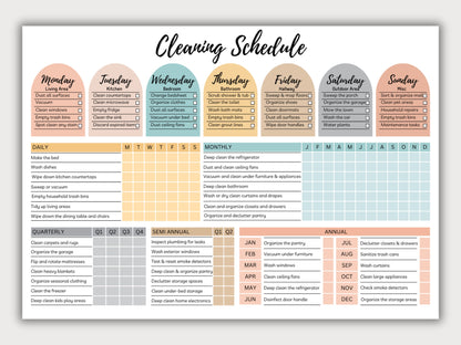 Cleaning Schedule Checklist Bundle: Editable Household Chores Chart (Digital Download)