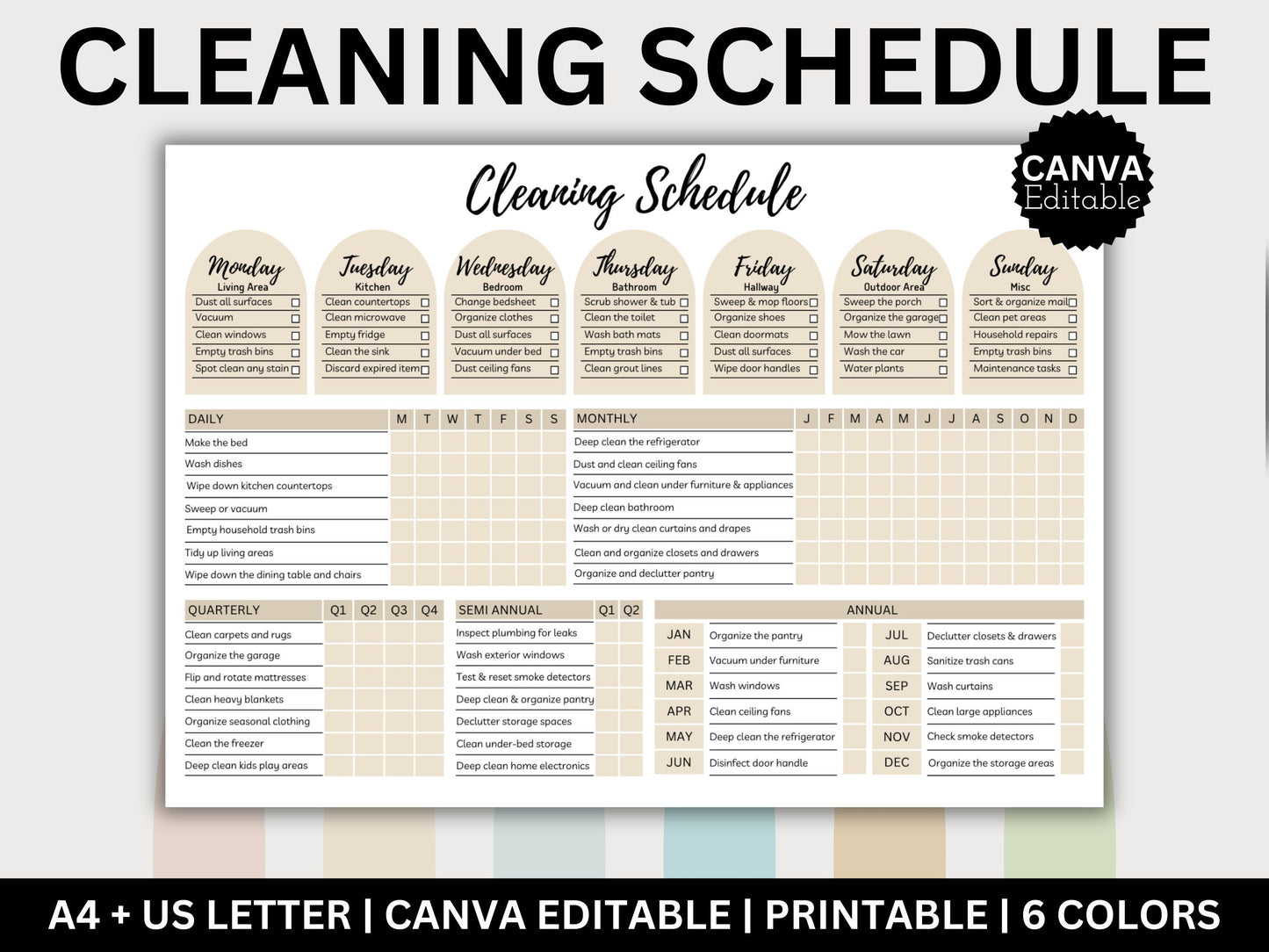 Cleaning Planner Checklist Bundle: Editable Chores Chart (Digital)
