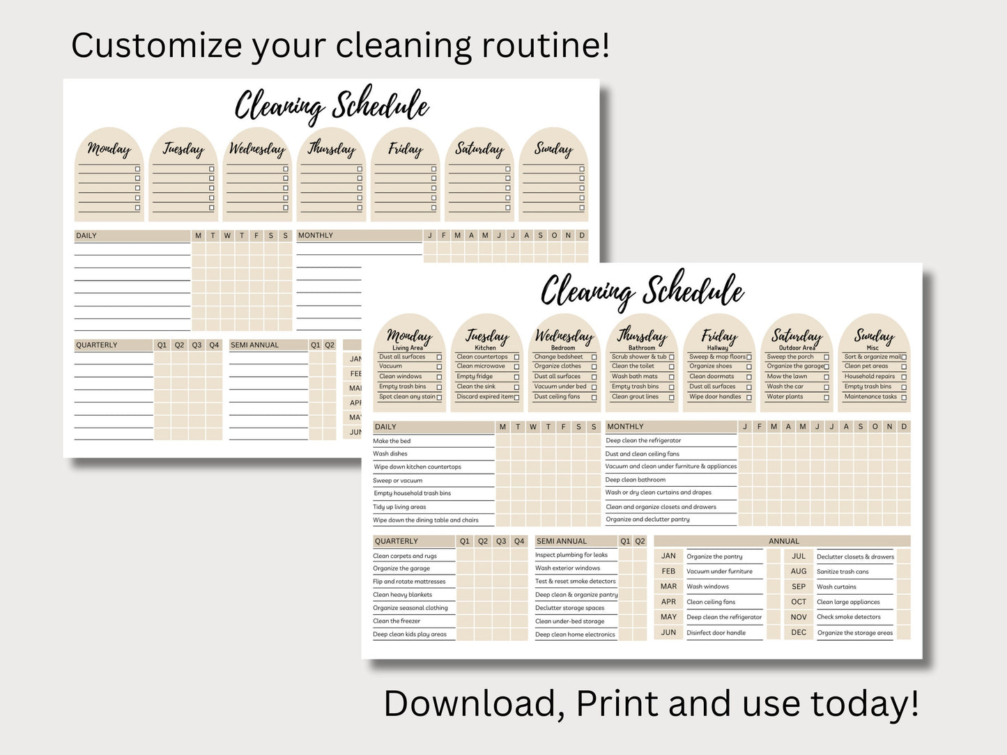 Cleaning Planner Checklist Bundle: Editable Chores Chart (Digital)