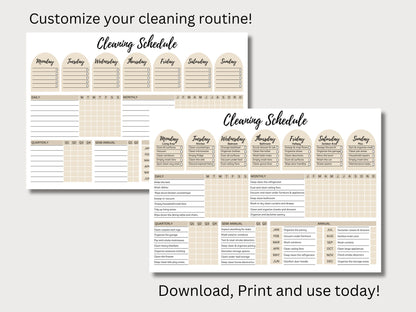 Cleaning Planner Checklist Bundle: Editable Chores Chart (Digital)