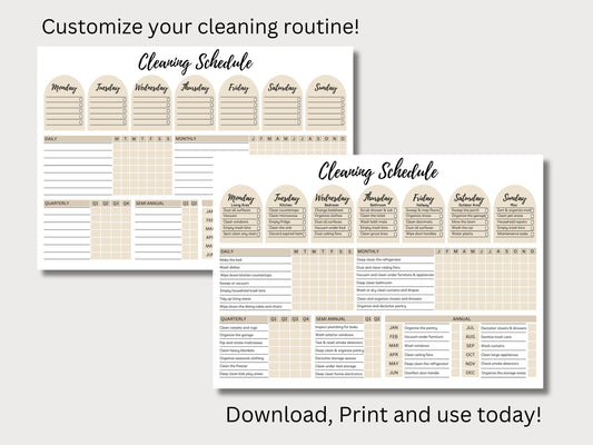 Cleaning Planner Checklist Bundle: Editable Chores Chart (Digital)