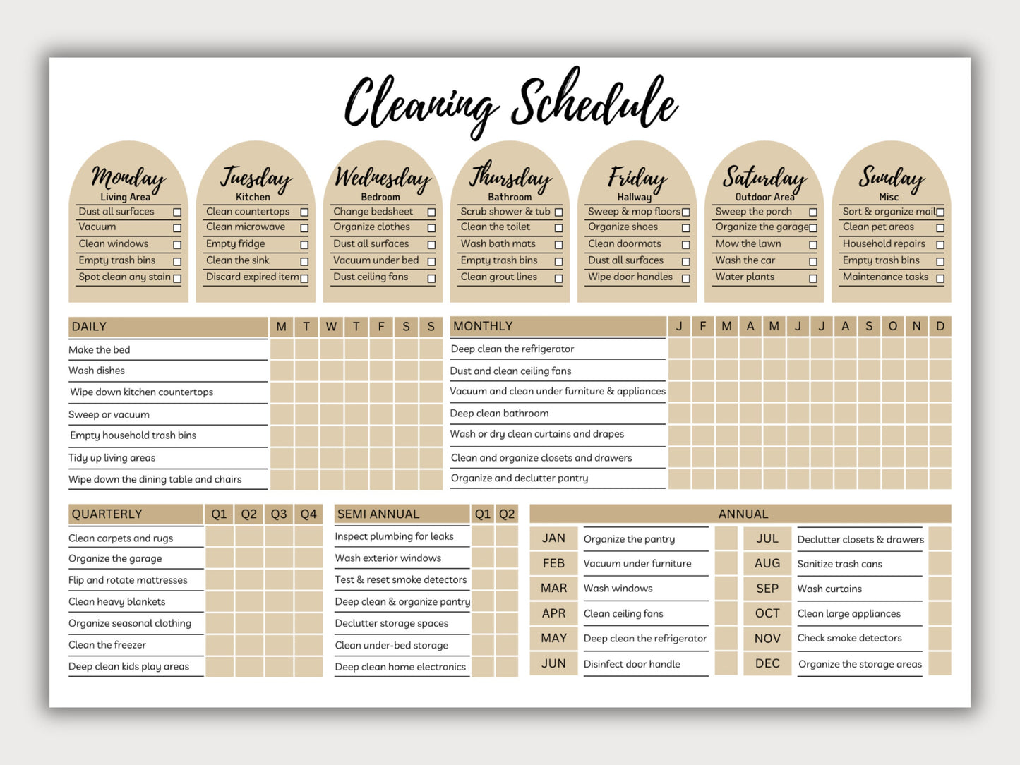 Cleaning Planner Checklist Bundle: Editable Chores Chart (Digital)
