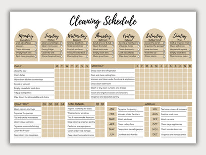 Cleaning Planner Checklist Bundle: Editable Chores Chart (Digital)