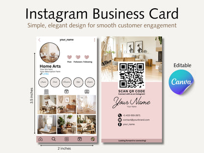 QR Code Business Card Template: Minimalist Design (2x3.5 inches)