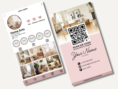 QR Code Business Card Template: Minimalist Design (2x3.5 inches)