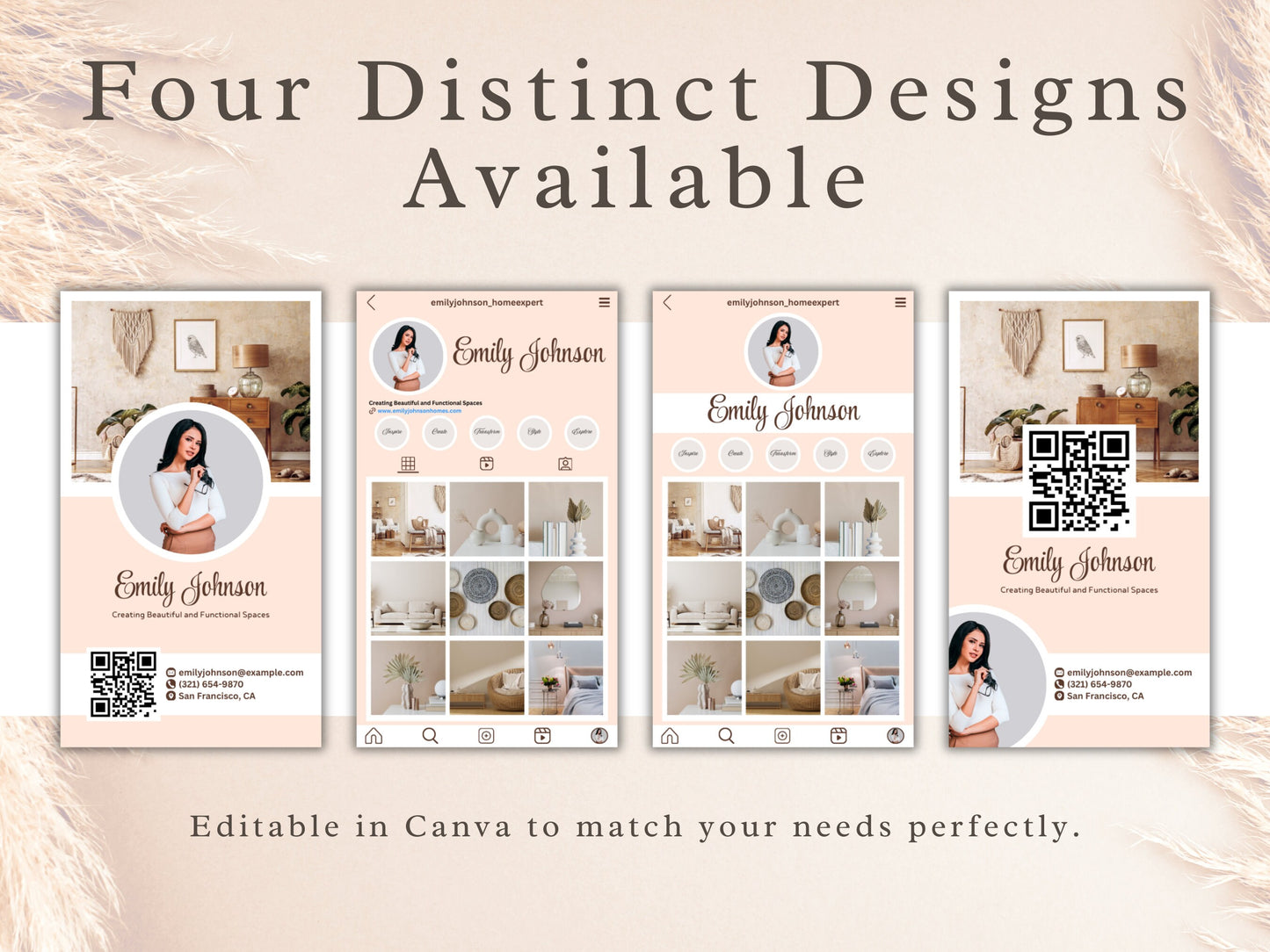Instagram Business Card Template: QR Code, Minimalist Design (Digital Download)