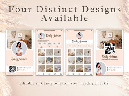Instagram Business Card Template: QR Code, Minimalist Design (Digital Download)