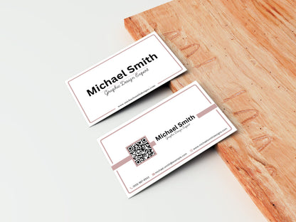 Minimalist Business Card Template with QR Code (Canva Editable)