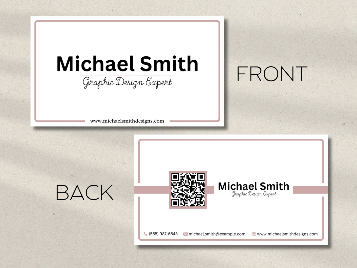 Minimalist Business Card Template with QR Code (Canva Editable)