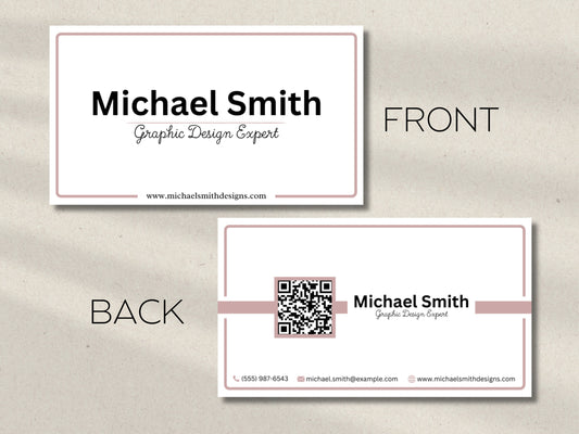 Minimalist Business Card Template with QR Code (Canva Editable)