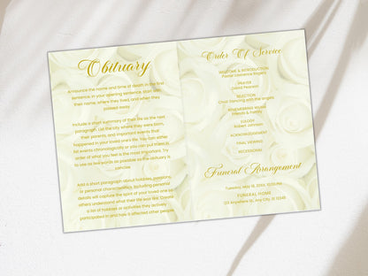 Editable Funeral Program Template, Celebration of Life (Digital Download)