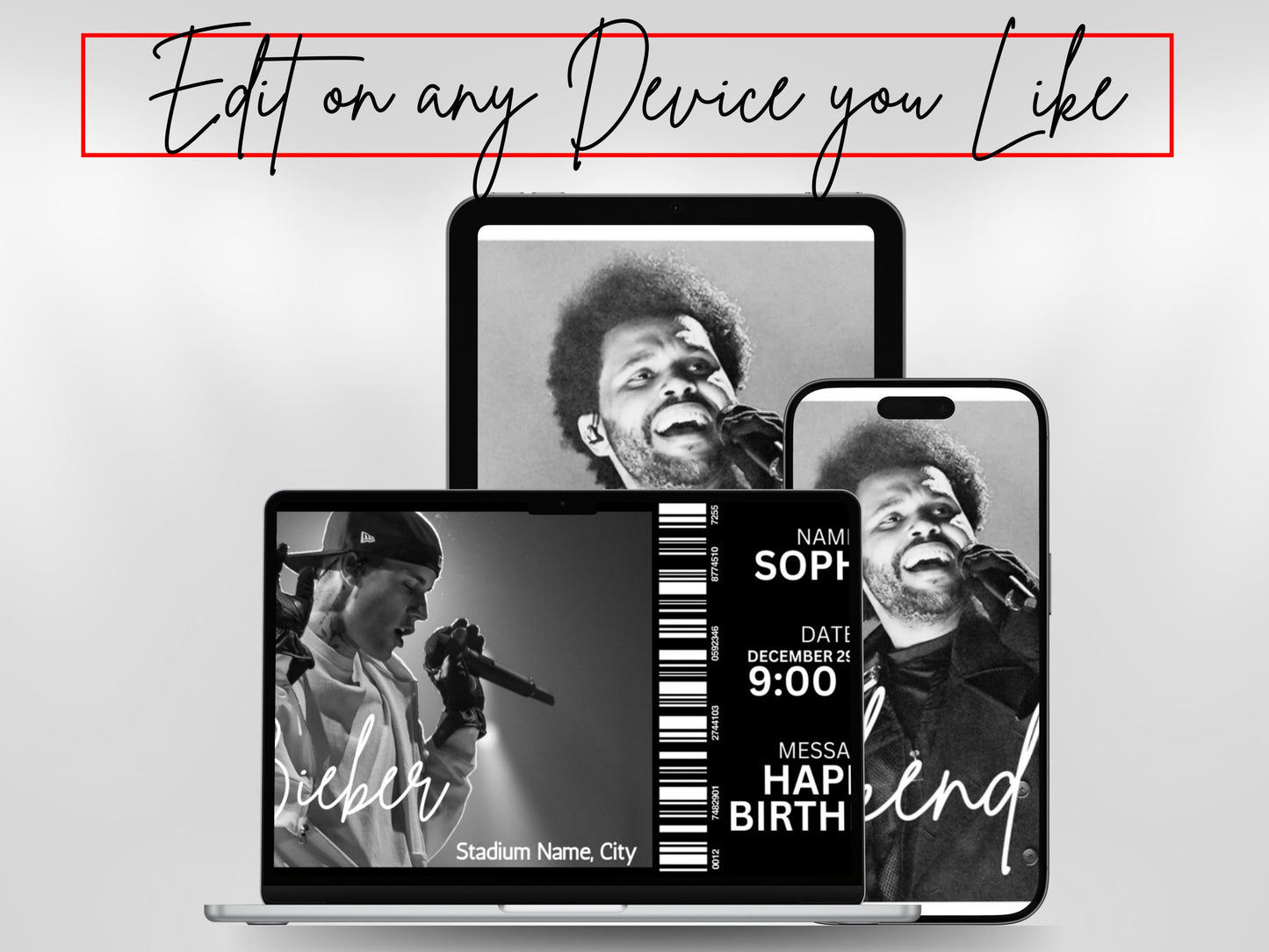 Custom Concert Ticket Template: DIY Event Ticket (Digital Download)