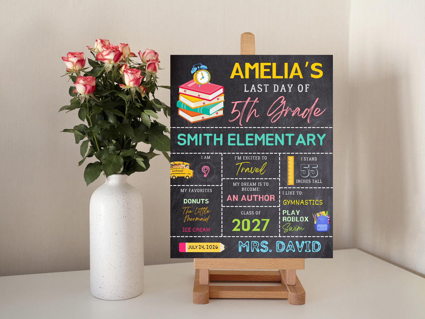 Chalkboard Back To School Sign Template: Editable 8x10 (Digital Download)