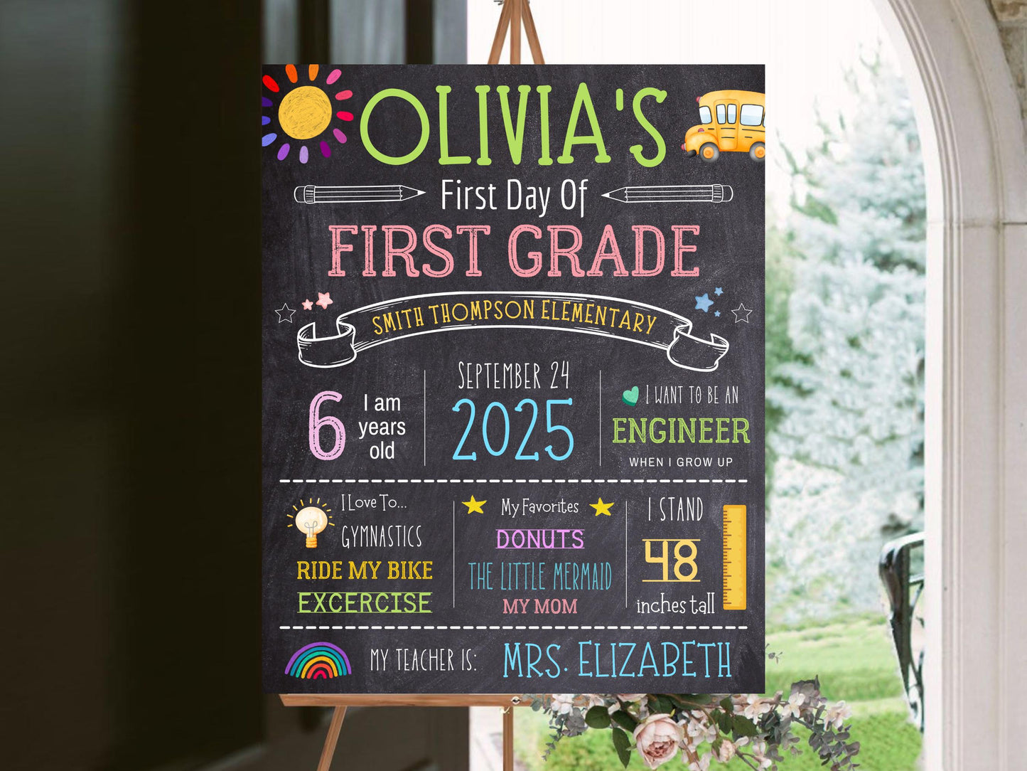 Chalkboard Back To School Sign Template: Editable First Grade Design (Digital Download)