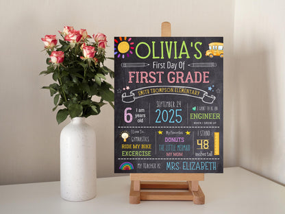 Chalkboard Back To School Sign Template: Editable First Grade Design (Digital Download)