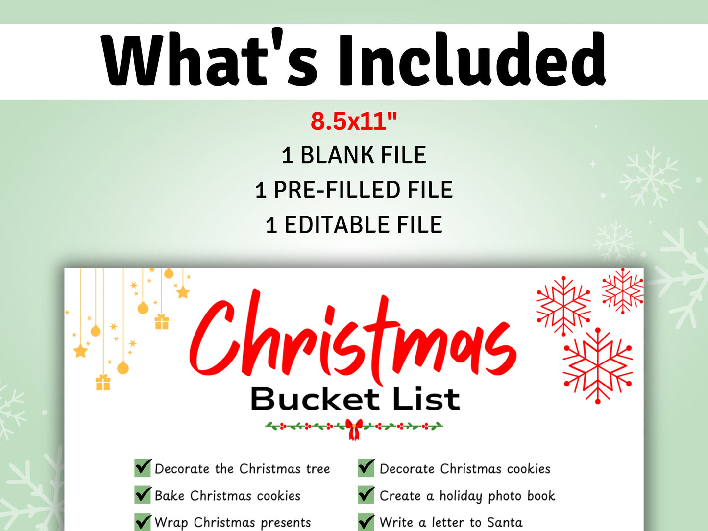 Christmas Bucket List Template: Printable Family Holiday To-Do (Digital Download)