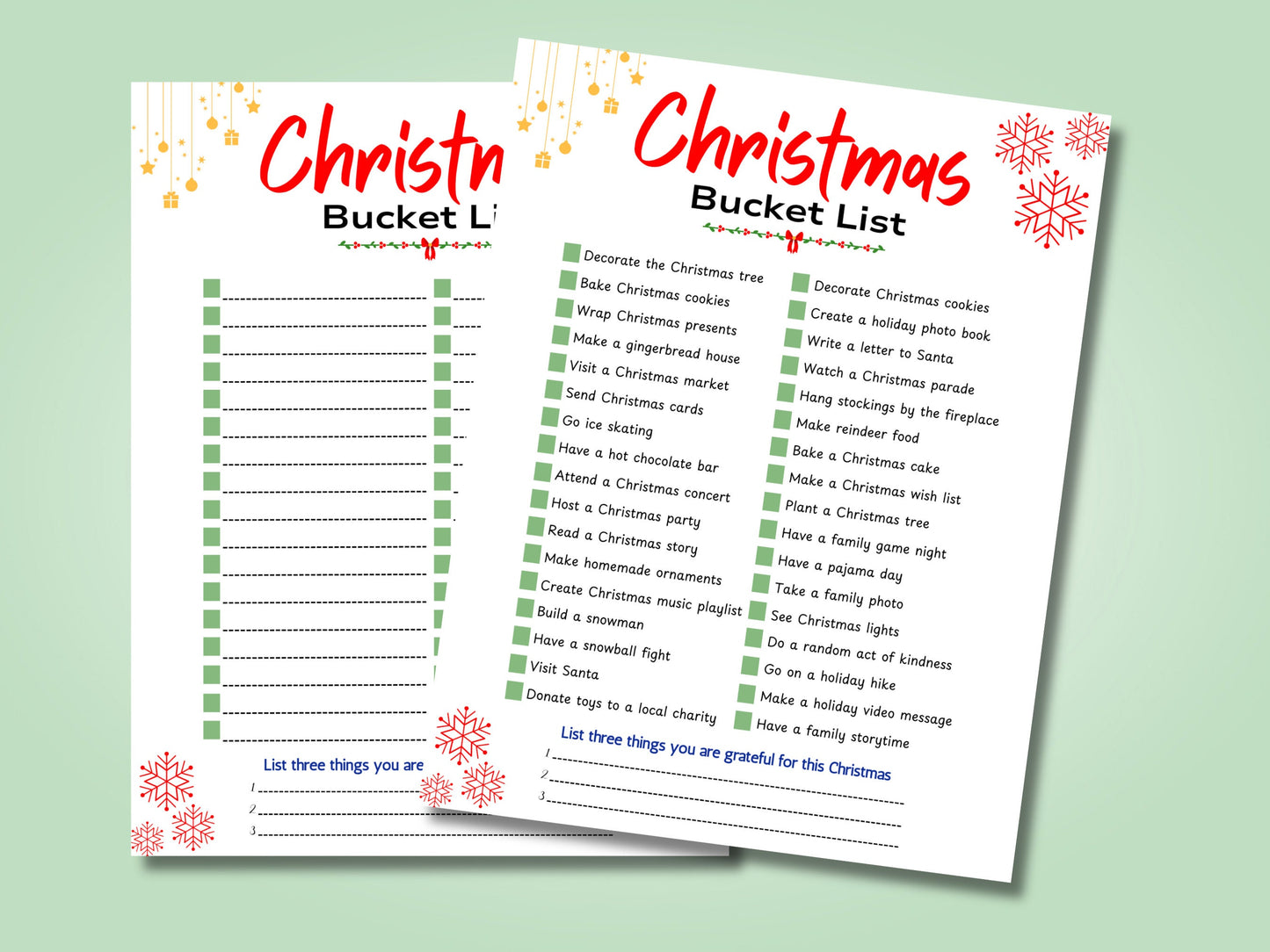 Christmas Bucket List Template: Printable Family Holiday To-Do (Digital Download)