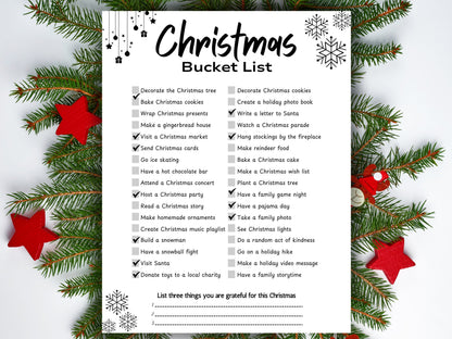 Christmas Bucket List Template: Printable Holiday To-Do List (US Letter)