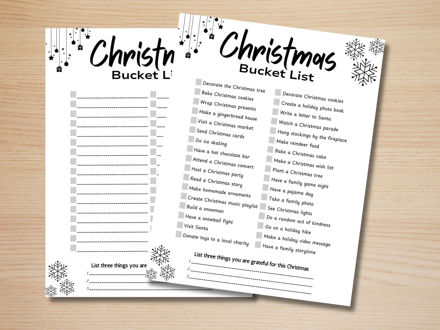 Christmas Bucket List Template: Printable Holiday To-Do List (US Letter)