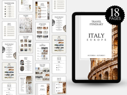 Editable Italy Travel Itinerary Template (PDF)