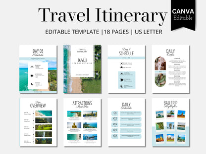 Editable Bali Travel Itinerary Template (PDF)